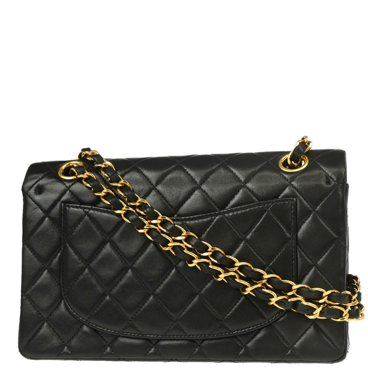 Chanel 1997-1999 Black Lambskin Small Classic Double Flap Shoulder Bag