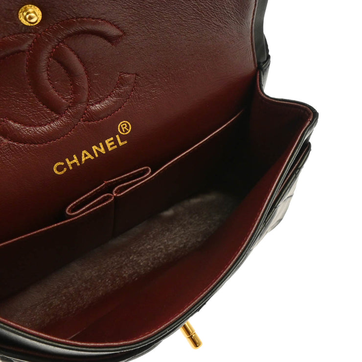 Chanel 1997-1999 Black Lambskin Small Classic Double Flap Shoulder Bag