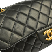 Chanel 1997-1999 Black Lambskin Small Classic Double Flap Shoulder Bag