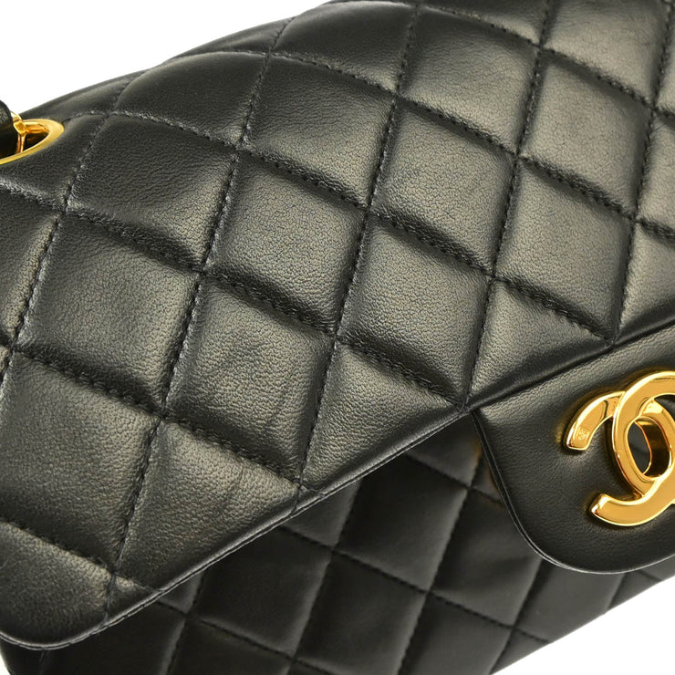 Chanel 1997-1999 Black Lambskin Small Classic Double Flap Shoulder Bag