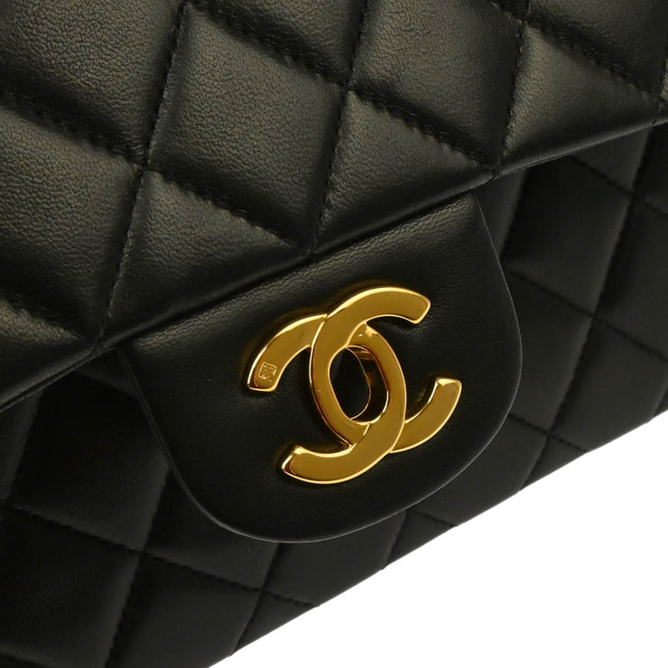 Chanel 1997-1999 Black Lambskin Small Classic Double Flap Shoulder Bag