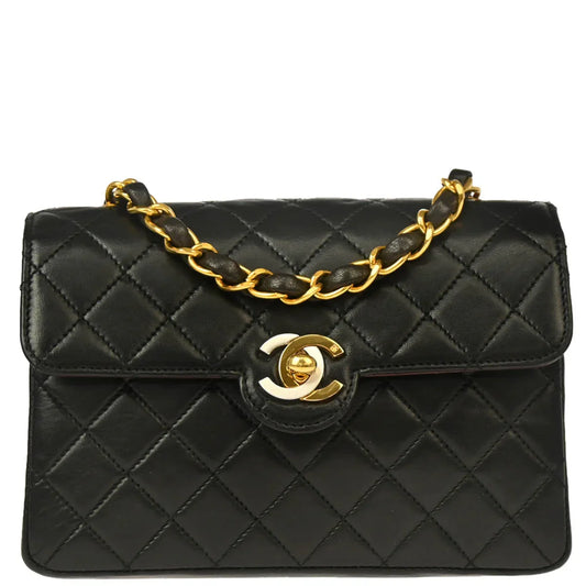 Chanel 1994-1996 Black Lambskin Paris Limited Edition Shoulder Bag