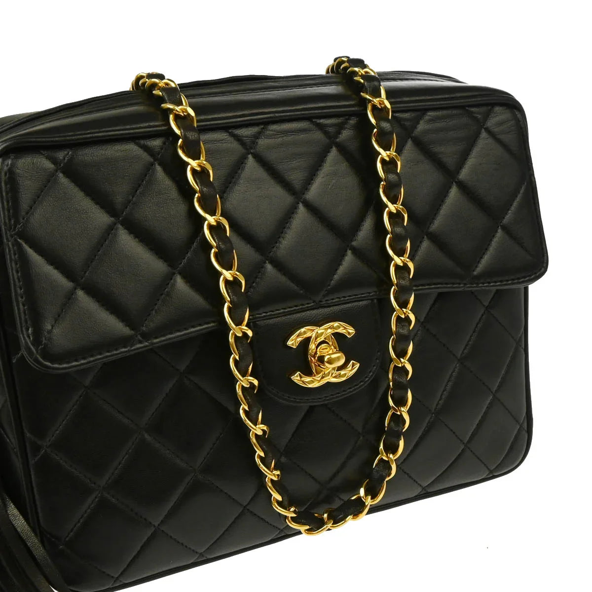 Chanel 1994-1996 Black Lambskin Camera Bag Small