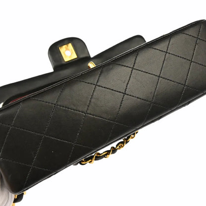 Chanel 1991-1994 Black Lambskin Small Classic Double Flap Shoulder Bag