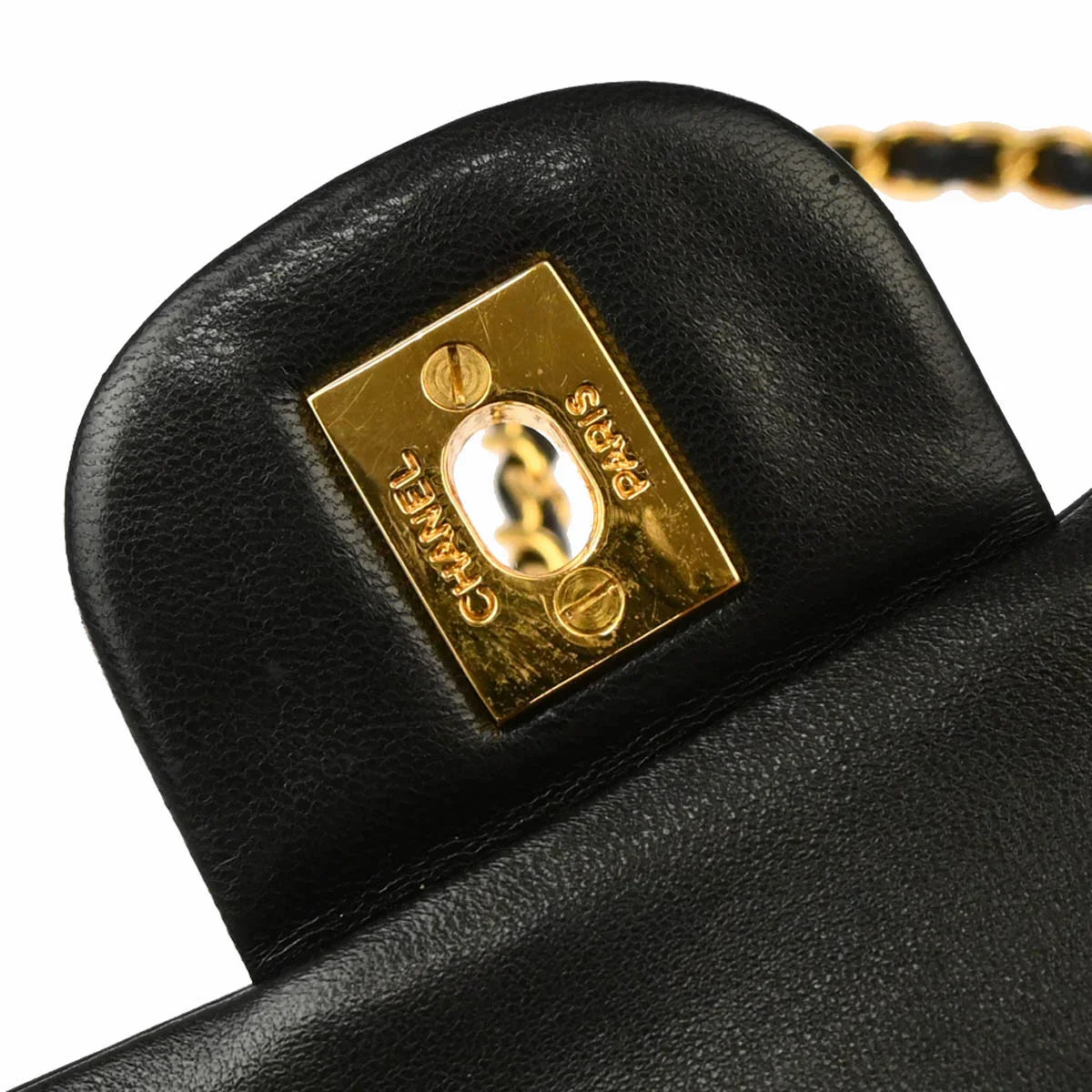 Chanel 1991-1994 Black Lambskin Small Classic Double Flap Shoulder Bag