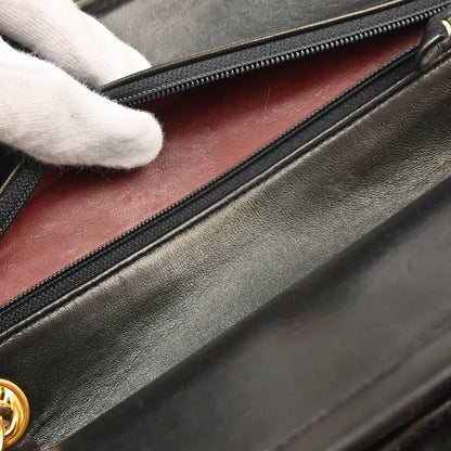 Chanel 1991-1994 Black Lambskin Small Classic Double Flap Shoulder Bag