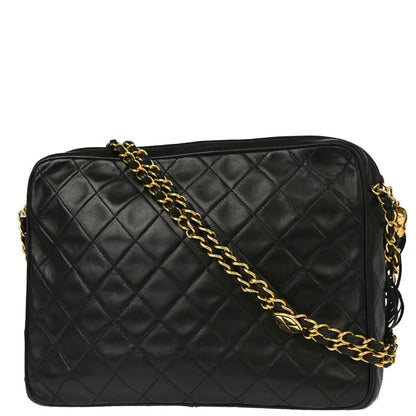 Chanel 1989-1991 Black Lambskin Camera Bag Large