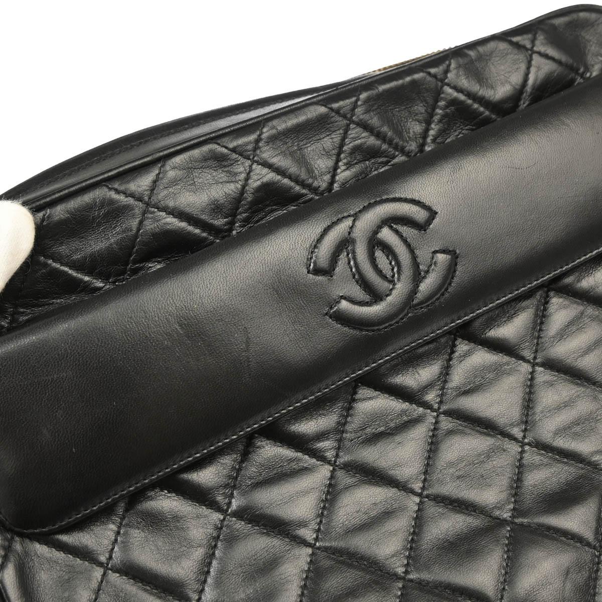 Chanel 1989-1991 Black Lambskin Camera Bag Large