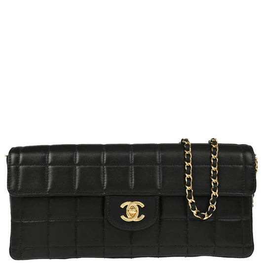 Chanel 2003-2004 Black Lambskin East West Choco Bar Shoulder Bag