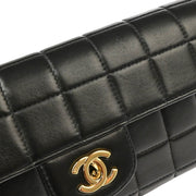 Chanel 2003-2004 Black Lambskin East West Choco Bar Shoulder Bag
