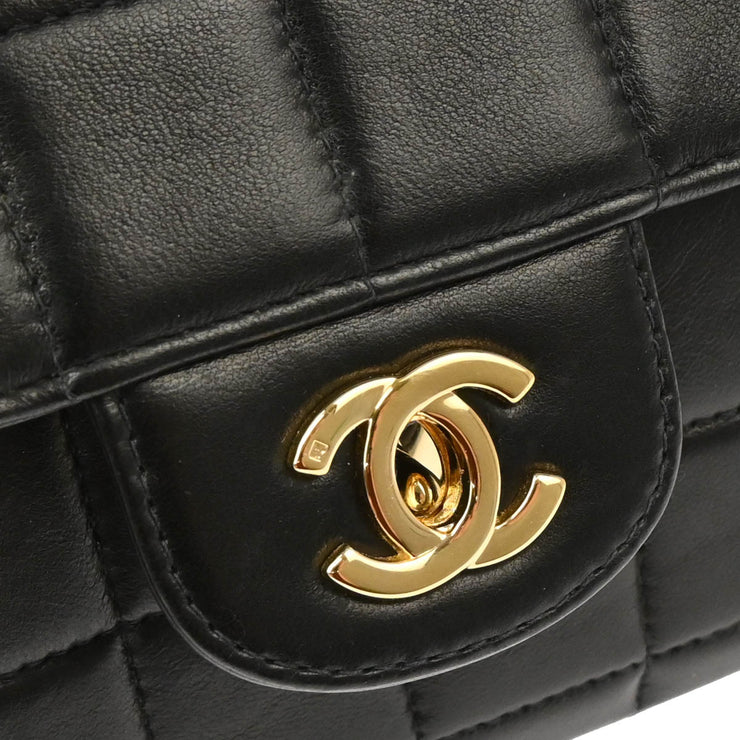 Chanel 2003-2004 Black Lambskin East West Choco Bar Shoulder Bag