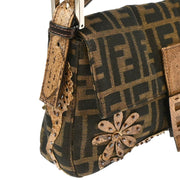 Fendi * Brown Python Beads Zucca Baguette Handbag