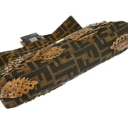 Fendi * Brown Python Beads Zucca Baguette Handbag