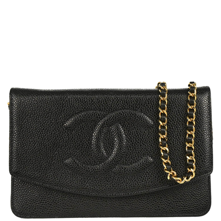 Chanel 2002-2003 Black Caviar Timeless Wallet on Chain WOC
