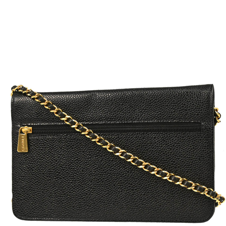 Chanel 2002-2003 Black Caviar Timeless Wallet on Chain WOC