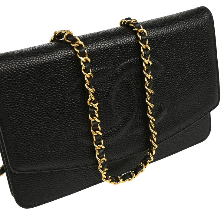 Chanel 2002-2003 Black Caviar Timeless Wallet on Chain WOC