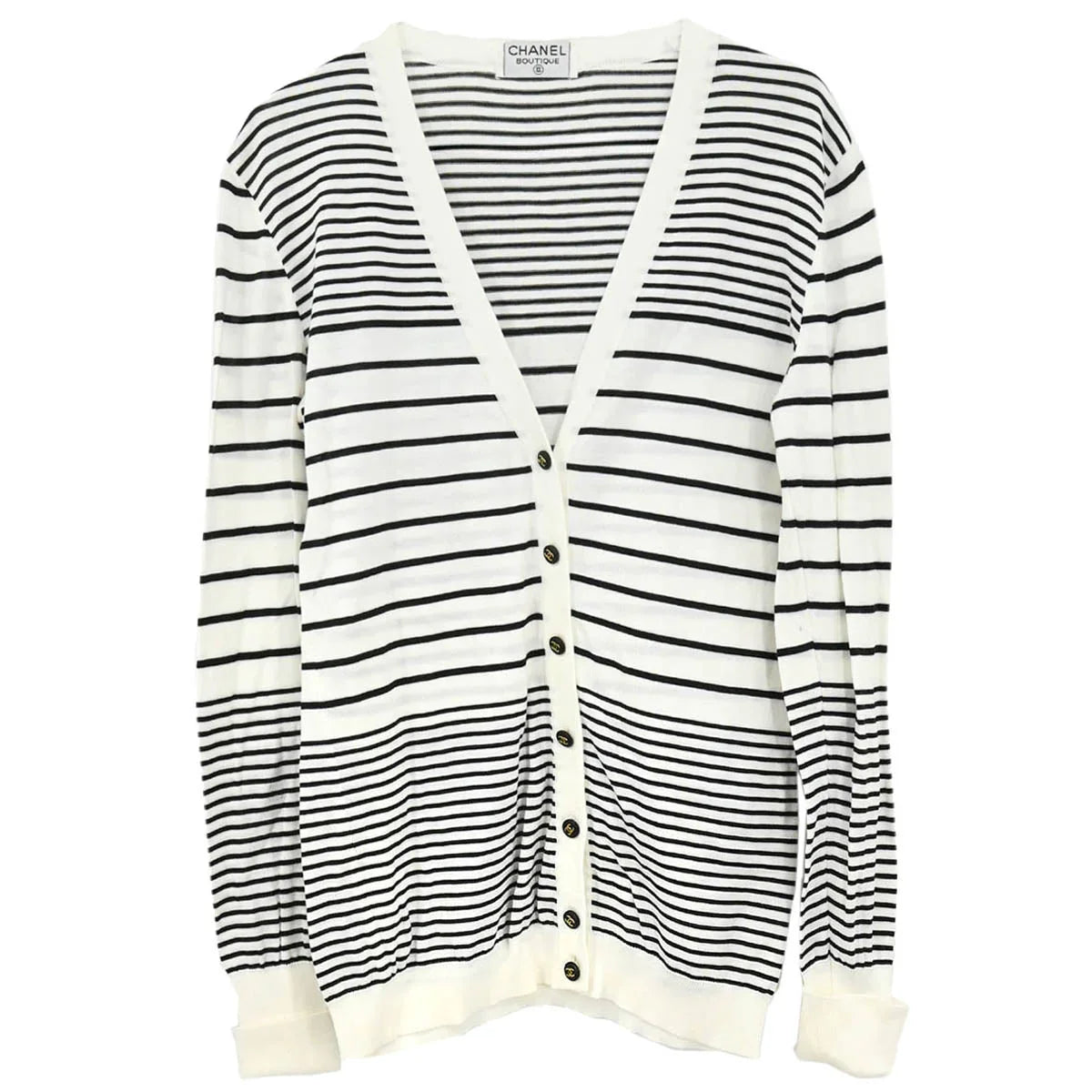 Chanel Striped Cardigan White #40