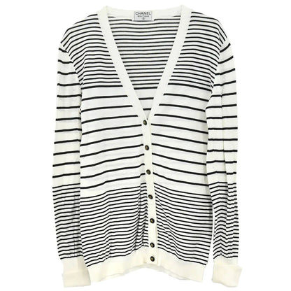 Chanel Striped Cardigan White #40