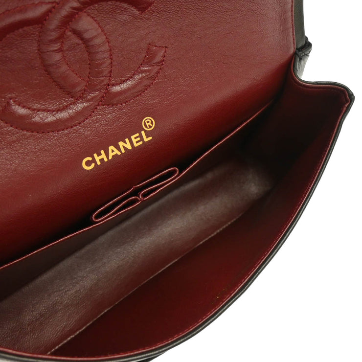 Chanel 1991-1994 Black Lambskin Medium Classic Double Flap Shoulder Bag