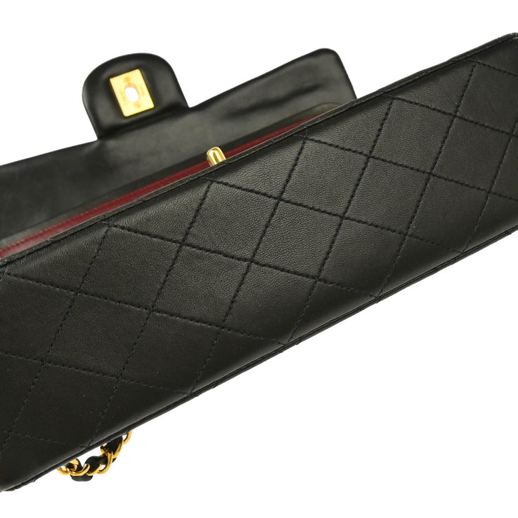 Chanel 1991-1994 Black Lambskin Medium Classic Double Flap Shoulder Bag
