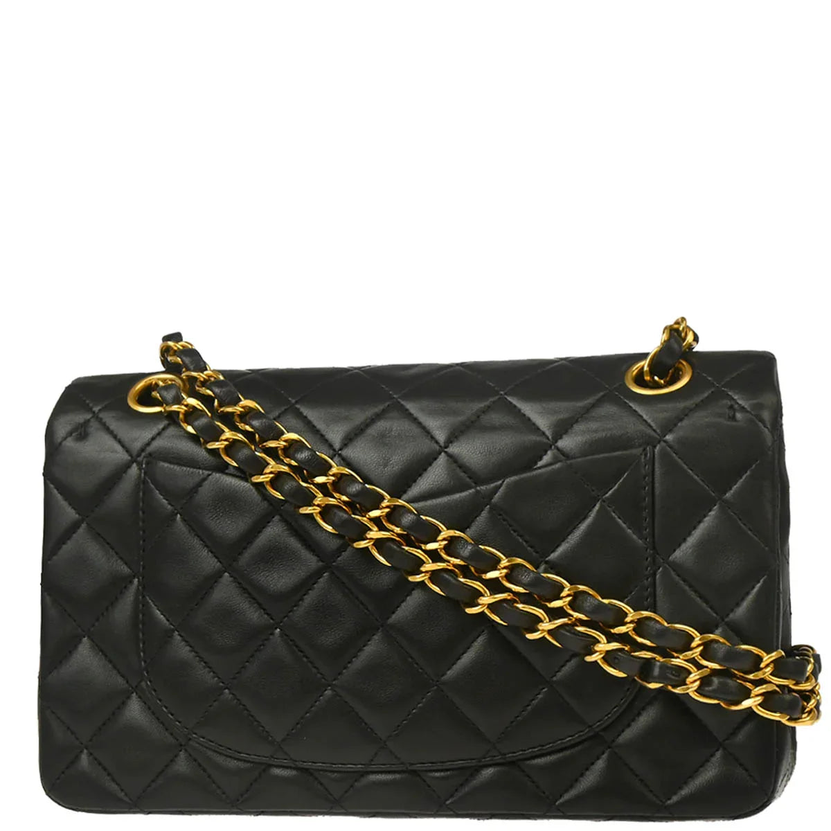 Chanel 1994-1996 Black Lambskin Small Classic Double Flap Shoulder Bag