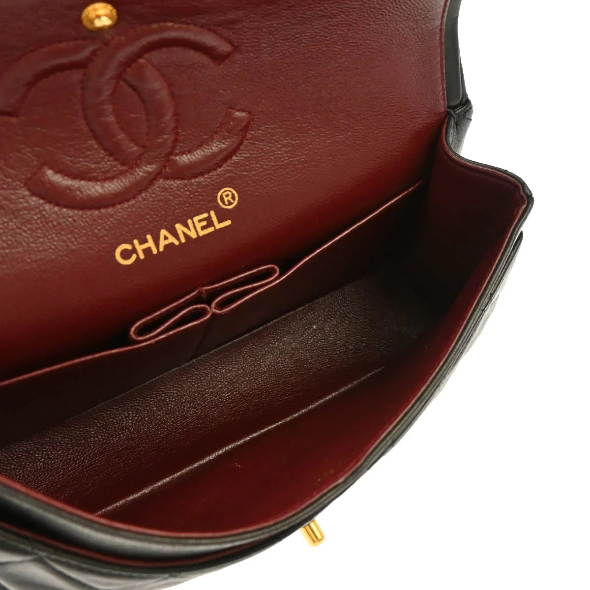 Chanel 1994-1996 Black Lambskin Small Classic Double Flap Shoulder Bag