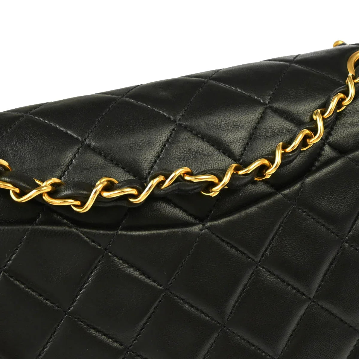 Chanel 1994-1996 Black Lambskin Small Classic Double Flap Shoulder Bag