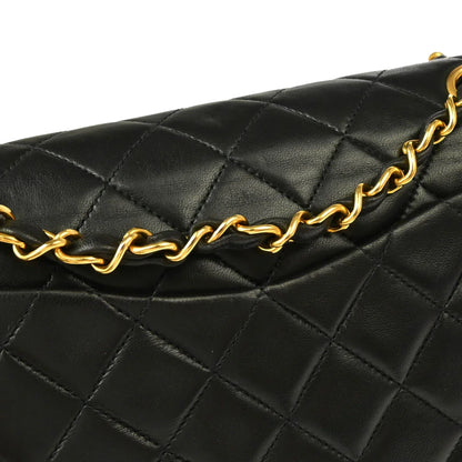 Chanel 1994-1996 Black Lambskin Small Classic Double Flap Shoulder Bag