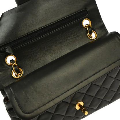 Chanel 1994-1996 Black Lambskin Small Classic Double Flap Shoulder Bag