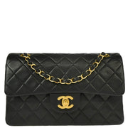 Chanel 2000-2002 Black Lambskin Small Classic Double Flap Shoulder Bag
