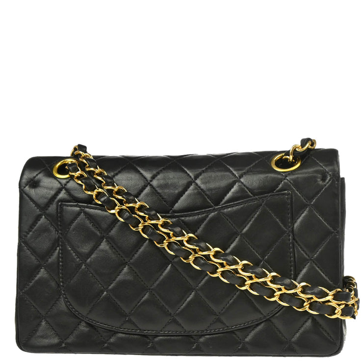 Chanel 2000-2002 Black Lambskin Small Classic Double Flap Shoulder Bag