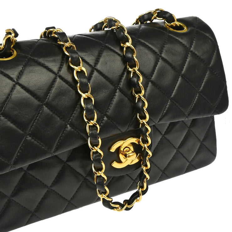 Chanel 2000-2002 Black Lambskin Small Classic Double Flap Shoulder Bag