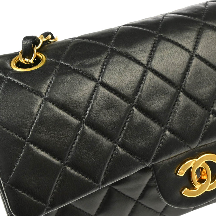 Chanel 2000-2002 Black Lambskin Small Classic Double Flap Shoulder Bag