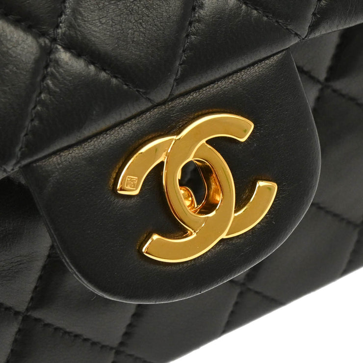 Chanel 2000-2002 Black Lambskin Small Classic Double Flap Shoulder Bag