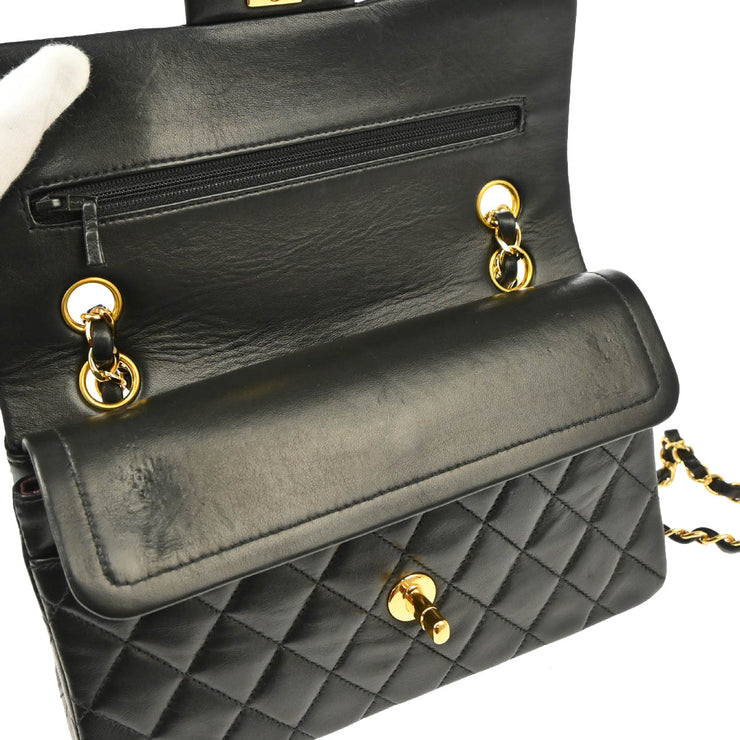 Chanel 2000-2002 Black Lambskin Small Classic Double Flap Shoulder Bag