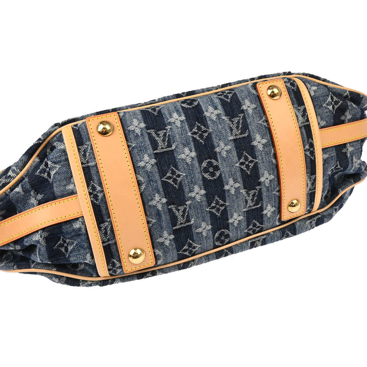 Louis Vuitton 2006 Blue Monogram Denim Cabas Raye GM 2way Shoulder Tote