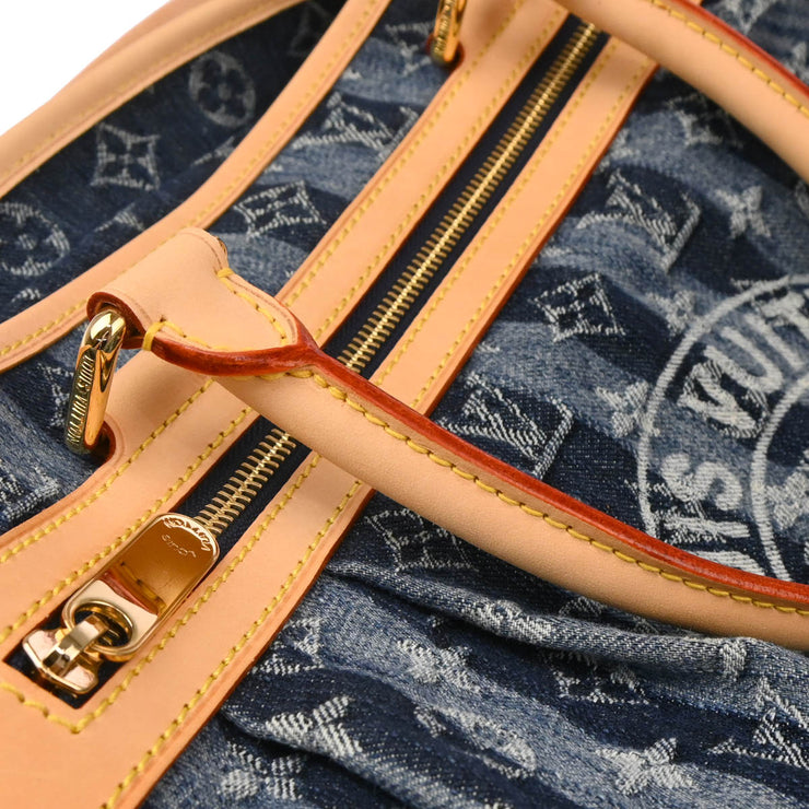Louis Vuitton 2006 Blue Monogram Denim Cabas Raye GM 2way Shoulder Tote