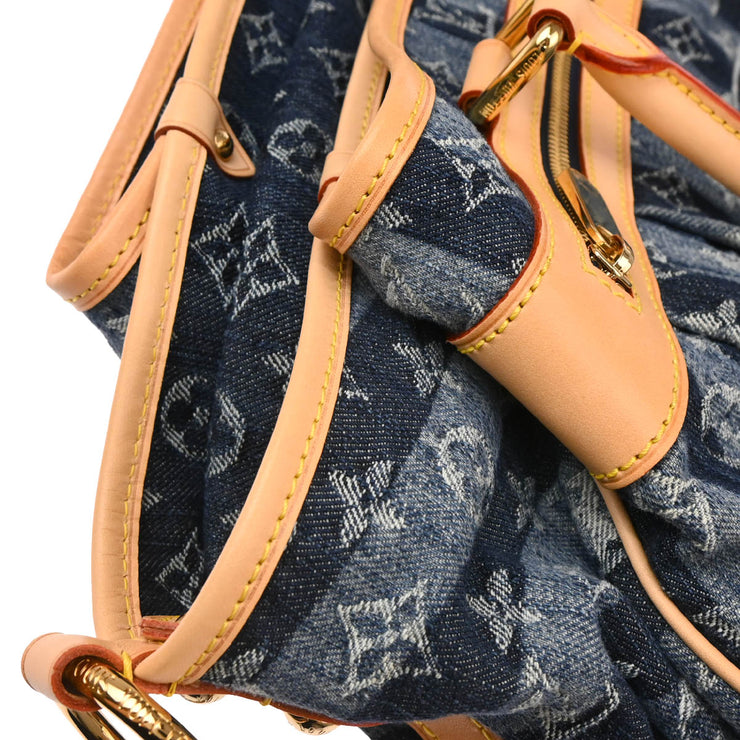 Louis Vuitton 2006 Blue Monogram Denim Cabas Raye GM 2way Shoulder Tote