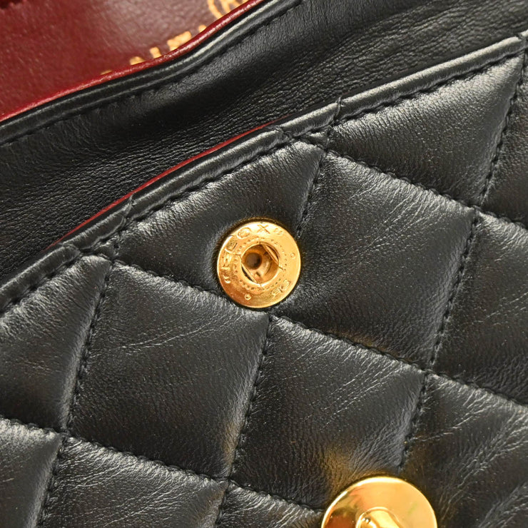 Chanel 1994-1996 Black Lambskin Small Classic Double Flap Shoulder Bag