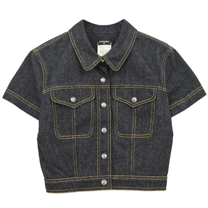 Chanel 1997 Single Breasted Short Sleeve Denim Jacket #38