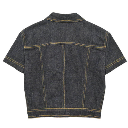 Chanel 1997 Single Breasted Short Sleeve Denim Jacket #38