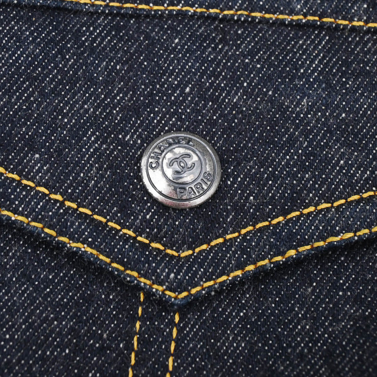 Chanel 1997 Single Breasted Short Sleeve Jacket Indigo #38