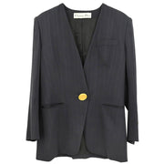 Christian Dior Single Breasted Collarless Jacket Gray