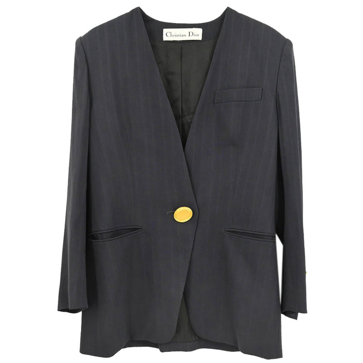 Christian Dior Single Breasted Collarless Jacket Gray