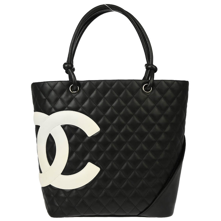 Chanel 2004-2005 Black Calfskin Cambon Ligne Tote Handbag