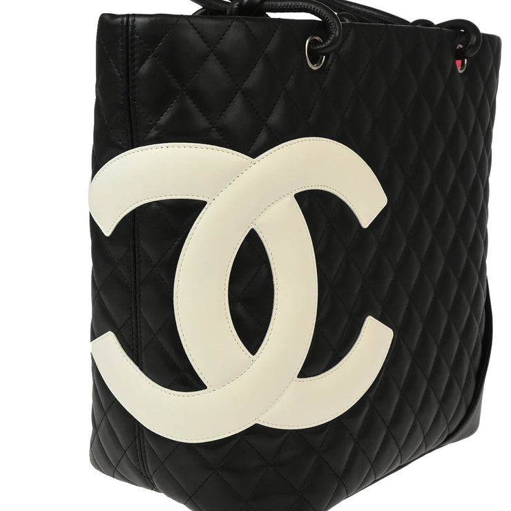 Chanel 2004-2005 Black Calfskin Cambon Ligne Tote Handbag