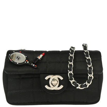 Chanel 2005-2006 Black Satin Choco Bar Lipstick Shoulder Bag