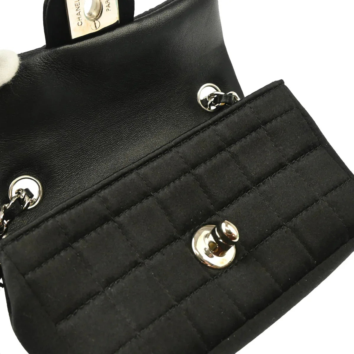 Chanel 2005-2006 Black Satin Choco Bar Lipstick Shoulder Bag