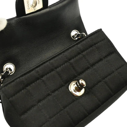 Chanel 2005-2006 Black Satin Choco Bar Lipstick Shoulder Bag