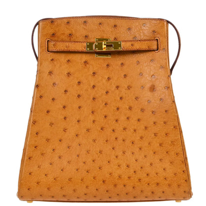 Hermes 2002 * Chestnut Ostrich Kelly Sport MM Shoulder Bag